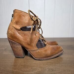 Freebird By Steven Womens Size 9 Flame Tan Bootie Lace Up Sandal